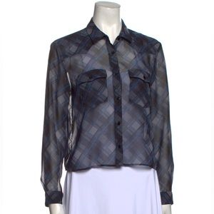 The Kooples Plaid Print Long Sleeve Button-Up Top, XS | US 1